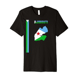 Vertical Djiboutian Flag, text “DJIBOUTI” & Silhouette map Premium T-Shirt