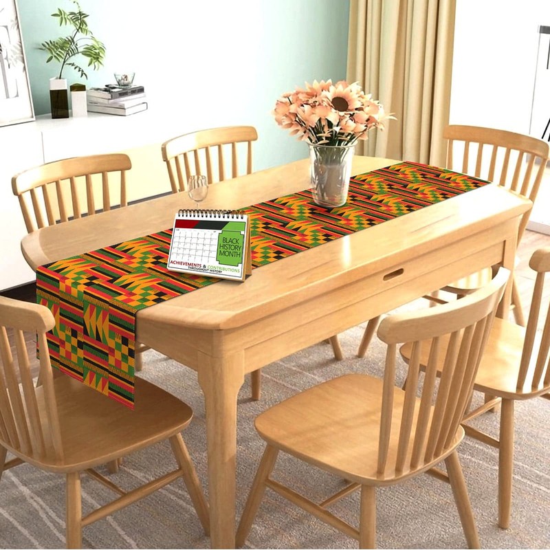 Nepnuser African Print Table Runner Juneteenth Decorations Kwanzaa Kente National