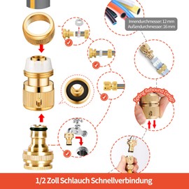 6pcs Schlauchanschluss,3/4 zoll schlauchanschluss,Adapter wasserhahn gartenschlauch,1/2 zoll schlauchanschluss,Hahnverbinder,Gartenschlauch adapter wasserhahn,Zum Anschluss von Gartenschlauchen