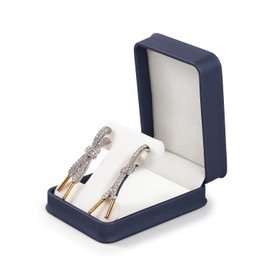 Papten Premium T-Earring Gift Box with Velvet Lining and Leather for Earrings Storage Dispiay Engagement Wedding Anniversary Birthday Gift（blue）