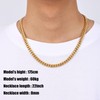 Fiusem 8mm Gold Plated Chains for Men, 14K Gold Plated