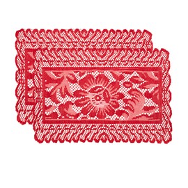 Jayla 2 Pcs Rectangle Lace Placemats for Tables Embroidered Lace Tablemats Vintage Crochet Floral Table Runner Vintage Wedding, Tea Party Decor,12x17 Inch