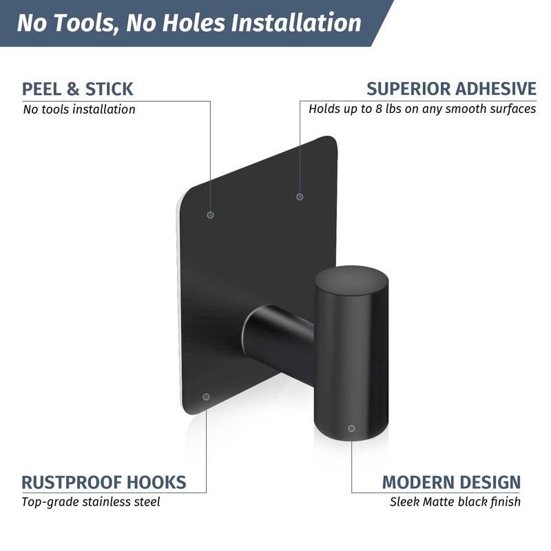 Rise age Adhesive Towel Hooks, Heavy Duty Stick on Towel