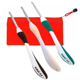 Camtiac addiSwing Maxi Crochet Hooks, Various Crochet Hooks in a Storage Bag, Set of 3, Thicknesses: 4 mm, 4.5 mm, 5 mm