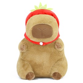 LXSLFY Capybara Plush, Cute Capybara Stuffed Animal, Soft Capibara Stuffed Animals Plushies Toys Hugging Gifts for Kids (9 inch Strawberry Capybara)