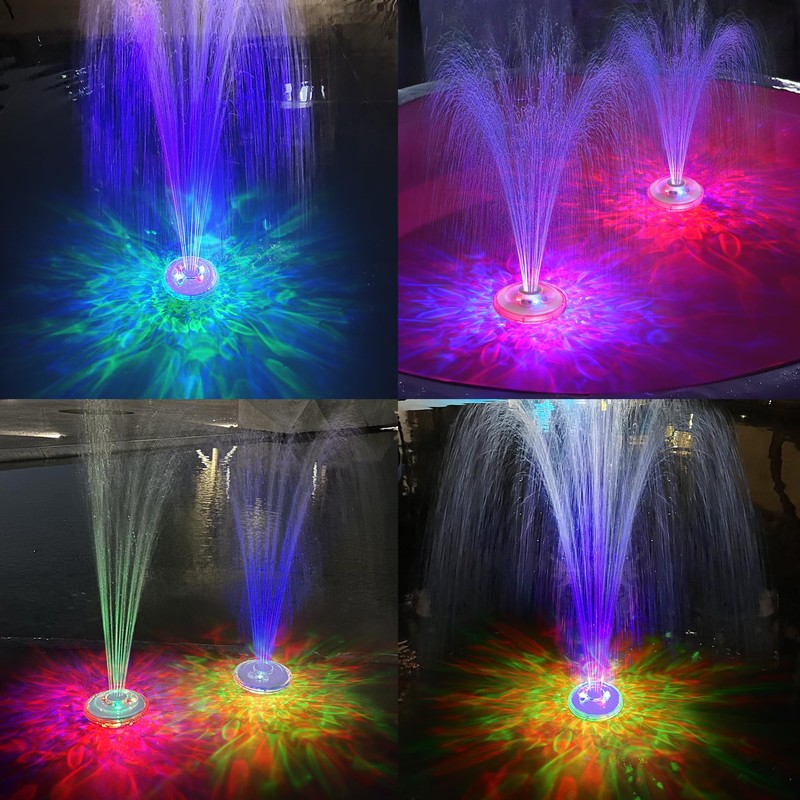 LanPool Floating Water Fountain with Underwater Lights, Powered Pump Outdoor,