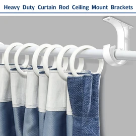 Soportes para barra de cortina de techo, ganchos blancos para barra de cortina de techo para barra de 1 pulgada, ganchos de techo resistentes para cortinas, colgador de soporte de cortina de techo,