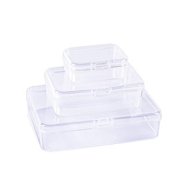 LJY 28 Pieces Mixed Sizes Rectangular Empty Mini Plastic Storage Containers with Lids for Small Items and Other Craft Projects (Clear)