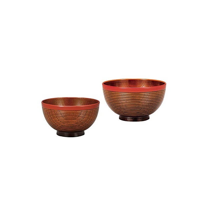 Yamanaka Lacquer Range Keyaki Sensuji Heathered Soup Bowl & Bowl,