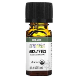 Aura Cacia Certified Organic Pure Eucalyptus Essential Oil | 0.25 fl. oz. | Eucalyptus Radiata