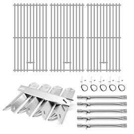 Adviace Grill Parts for Cuisinart GAS9556AS GAS9556ASO, Grill Grates & Grill Burners & Heat Tents for Cuisinart 5 Burner Gas Grill GAS9556AS
