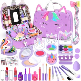 Kids Washable Makeup Girls Toys - Girls Makeup Kit for Kids Make up Set for Kid Little Girls Toddlers Children Princess Christmas Birthday Gifts Toys for 3 4 5 6 7 8 9 10 11 12 Year Old