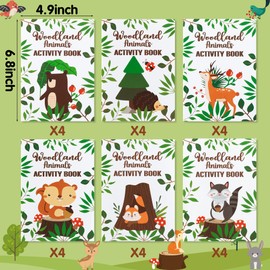 Dvbonike 24Pcs Woodland Animals Activity Books for Kids Forest Creatures Mini Fun Games Coloring Book in Bulk Wild Party Favors Goodie Bags Stuffers for Birthday Classroom School Rewards Supplies