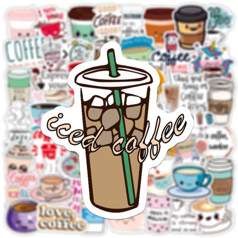 Milk Tea Coffee Stickers for Laptop (100 Pieces), Gift for