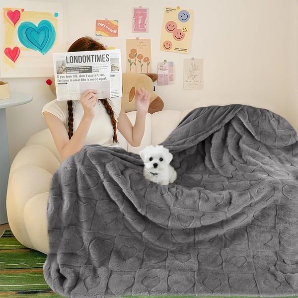 Bcareself Faux Fur Throw Blanket Ultra Soft Plush Fluffy Blanket