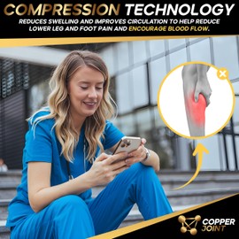 Copper Compression Socks for Men & Women (15–20 mmHg) – Knee High Support Stockings for Nurses, Travel, Pregnancy, Running, Flight & Everyday Wear – Blue – X-Large