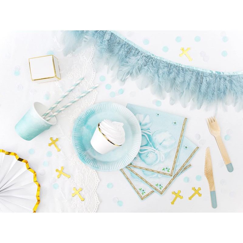 PartyDeco 18 Pastel Blue Wooden Cutlery - Dusty Blue