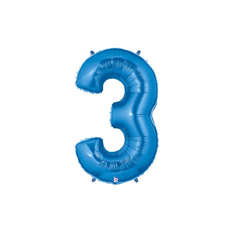 Betallic 40 Inch Megaloon Blue Number 3 Balloon