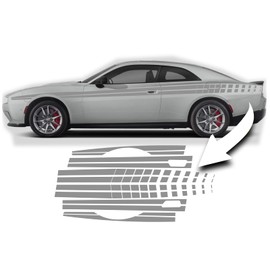 BENINI DESIGN STUDIO Split Side Racing Stripes Fits 2024 2025 Dodge Charger EV Scat Pack Base Daytona Vinyl Stripes, Stickers, Decals Charger EV Grahics (Silver)
