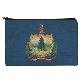 Rustic Vermont State Flag Distressed USA Makeup Cosmetic Bag Organizer Pouch