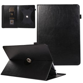 JZCreater 10 10.1 Inch Android Tablet Case, Universal Tablet Case Cover for 10 10.1 Inch Tablet, 360 Degree Rotating Kickstand and Multiple Viewing Angles Case for 9.5-10.5 Inch Tablet, Black