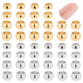 UNICRAFTALE 4 Sizes About 400pcs Round Beads 1.5-3mm Stainless Steel Crimp Beads Spacer Beads 2 Colors Metal Smooth Bead Loose Beads for Jewelry DIY Making 0.8-2mm Hole