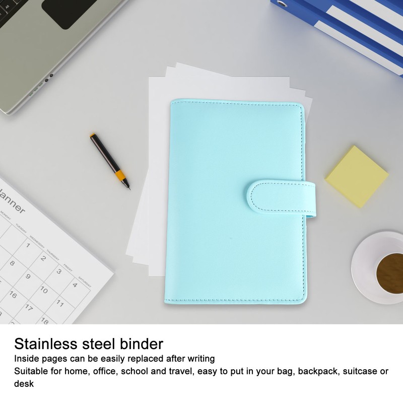 A6 PU Notebook Binder with Transparent Card Pocket Magnet Clasp