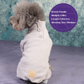 cyeollo Pijamas de forro polar para perro, pijamas térmicos para perro, overol elástico, cálido para cachorros pequeños, ropa de gato, color gris
