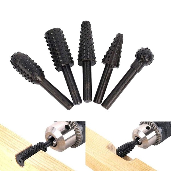 Ceeyoll 5-Piece Wood Rasp Rasp Set, 5-Piece Carbide Burr Wood