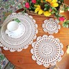 Phantomon 10 Inch Handmade Crochet Round Cotton Lace Table Placemats