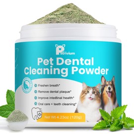 Petrivium Dental Powder for Dogs, Dog Teeth Cleaning Powder, Teeth Cleaning and Breath Fresher & Plaque and Tartar Remover with Enzyme, Probiotics. PlaqueOff Pet Tooth Cleaning 120 Grams