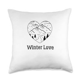 Puristic Winter Nature Designs Cozy Winter Days Winter Love Hot Chocolate Snow Landscape Throw Pillow, 18x18, Multicolor
