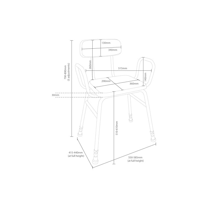 Aidapt Multi-Use Perching Stool.4 in 1 Configuration,Comfy Padded Seat&Back,Height Adjustable,Push