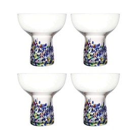 Seicasaya - Vasos de margarita de confeti mexicano soplado a mano, 10 onzas, cristalería pequeña y colorida para cóctel, utensilios de barbacoa artesanales (azul/4 piezas)