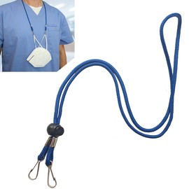 5 Pack - Adjustable Length Face Mask Lanyard - Handy & Convenient Safety Mask Holder & Hanger - Comfortable Around The Neck Facemask Rest & Ear Saver - Easy On & Off by Specialist ID (Royal Blue)