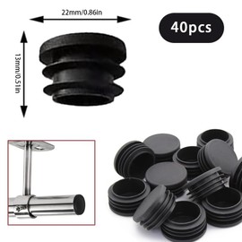 40 Lamellar Plugs Diameter 22 mm Lamellar Plugs Round Plug Cover Cap Plastic Lamellar Plug Round Pipe Plugs Black for Round Pipes with Furniture Gliders Round Plastic Caps for Pipes Round End Cap