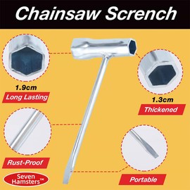 Chainsaw Wrench and Screwdriver Combination Chain Saw Spanner Scrench Replacement 13mm x 19mm (13-by-19) T-Wrench Socket Adjustment Tool for Stihl Chainsaw Spark Plug (2)
