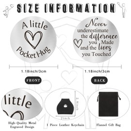 Sureio Pocket Hug Token Long Distance Relationship Keepsake Stainless Steel Double Sided Inspirational Gift with Keychain