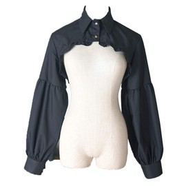 Elegtiskas Detachable Dickey Blouse False Collar Half Shirt Blouse Collar Crop Top B-Black