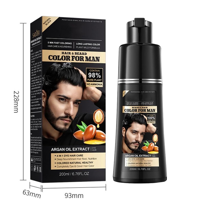 Black 5-Minute Mixing Beard Grooming Kit - Grey Reducing, 4-in-1