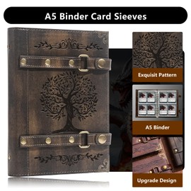DDFE Trading Card Binder- 240 Pockets - Trading Cards Holder Card Collectors Album Trading Card Binder with 30 Removable Sleeves for Basketball Card and Sports Card (x5-Tree of Life-Khaki)