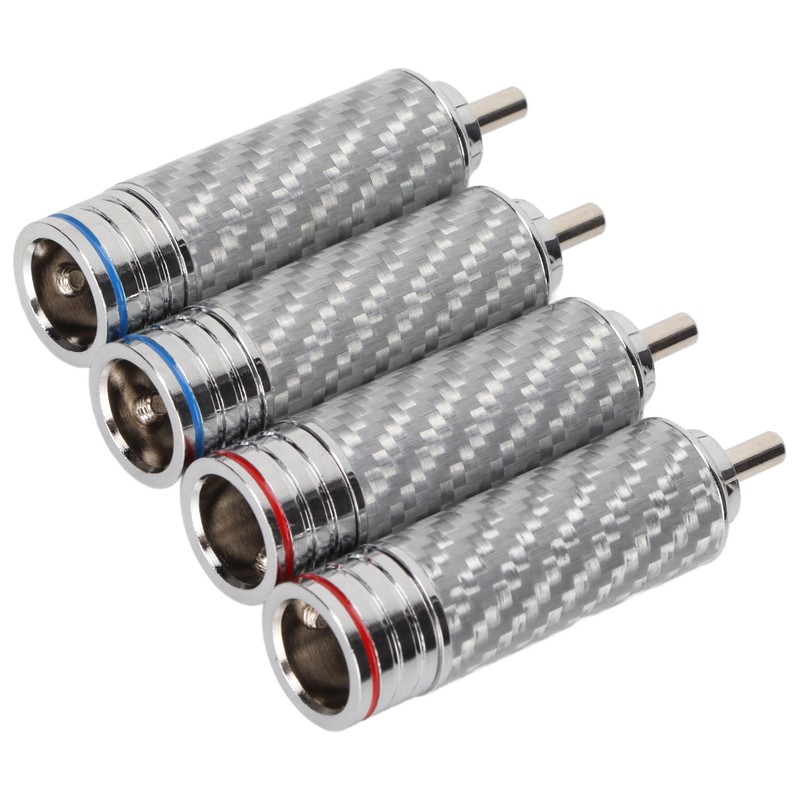 4Pcs RCA Sound Plug Chrome Plated Welding Phono RCA Male