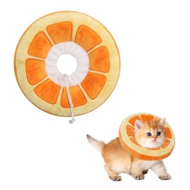 MEETOZ Adjustable Cat Cone Collar Soft, Cute Cat Recovery Collar, Alternative Elizabethan Neck Cone for Cat Kitten to Protect Wound, Cat Donut Collar for Clear Vision After Surgery (Orange, S)