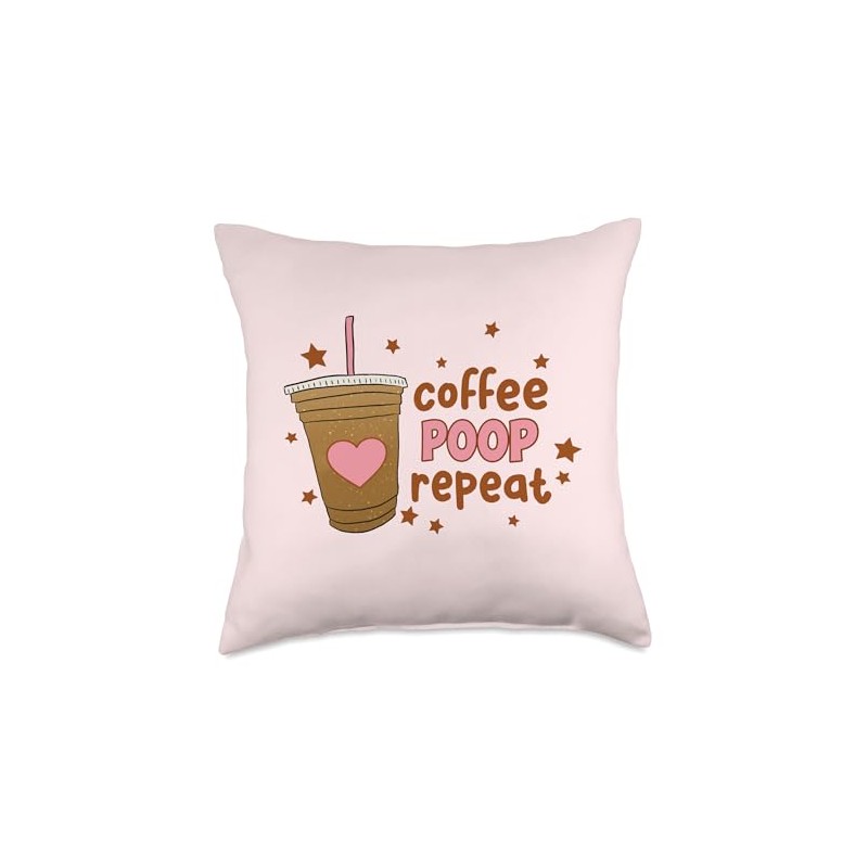 Coffee Poop Repeat Throw Pillow