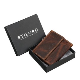 STILORD 'Monroe' Vintage Leather Wallet Small with RFID Wallet Men's Mini Wallet Women's Slim Wallet with Coin Compartment Genuine Leather Wallet with Gift Box, Luino - Brown, coin purse