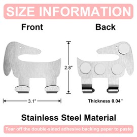 Razor Holder, Shaver Holder, Adhesive Razor Holder, Waterproof Shaver Hook for Shower, Dachshund Shaped Stainless Steel Wall Hook for Plug Towel Loofah Bathrobe Coat for Kitchen Bathroom - FGB127