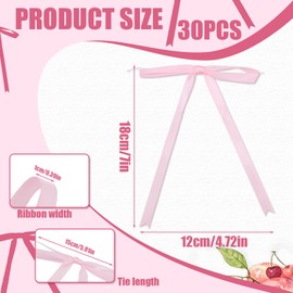 30pcs Twist Tie Bows, Pink Ribbon Bows Pink Premade Bows for Gift Wrapping Bow Garland Crafts Stain Ribbon Bows for Baby Shower Home Party Christmas Tree Decoration