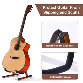 JIPIS Wood Guitar Stand,Folding A- Frame Floor Guitar Rack for Guitars,Bass, Strings Instrument,Acoustic Guitar Display Rack (MA-38K Acacia mangium)