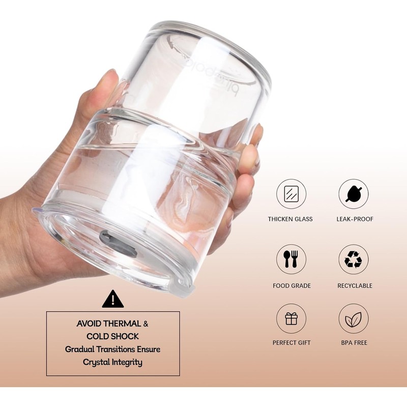 13oz/400ml Glass Water Tumbler with Straw and Lid Sealed Carry