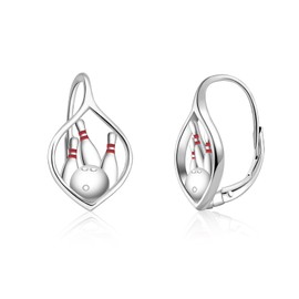 Sport Ball Celtic Earrings for Women - 925 Sterling Silver Bowling Basketball Football Soccer Softball Tennis Volleyball Earrings Dangle Jewelry Sport Drop Earring Gift (Bowling)
